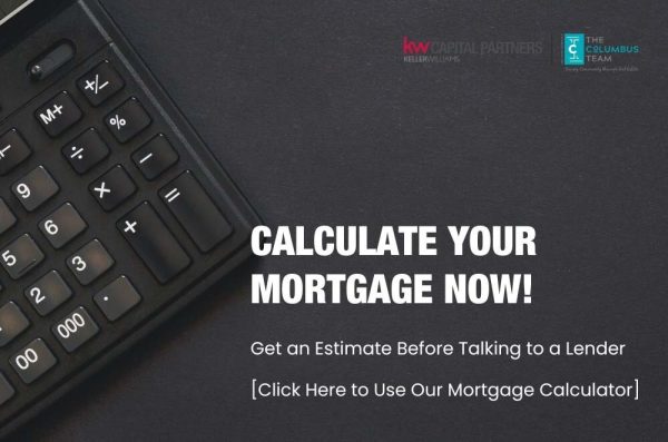 Image with text offering to Calculate your Mortgage now.  Click here to use our Mortgage Calculator.